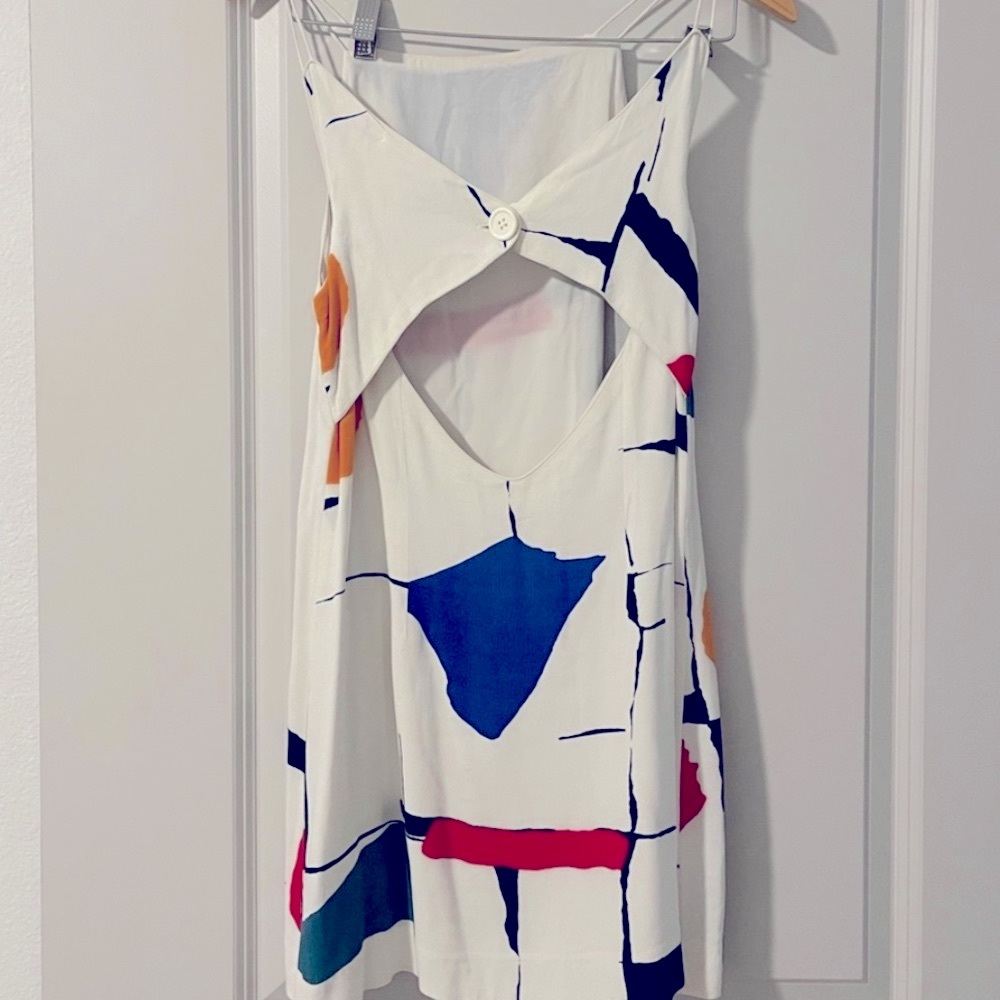 Silence + noise (Urban Outfitters) White Dress Abstract Shapes Multicolor Small - Picture 2 of 5